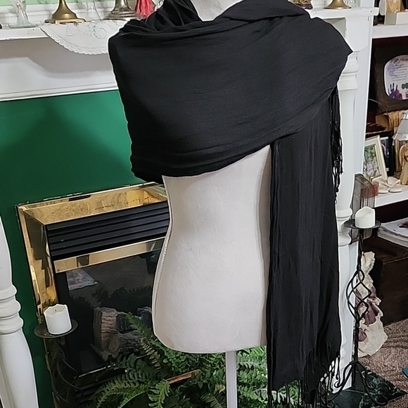 Elegant Black Scarf Soft Flowing LONG - Picture 1 of 2